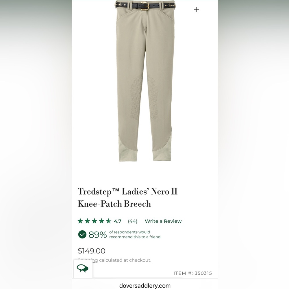 Symphony by Tredstep Ireland Ladies' Knee-Patch Breech Tan size 30 Equestrian